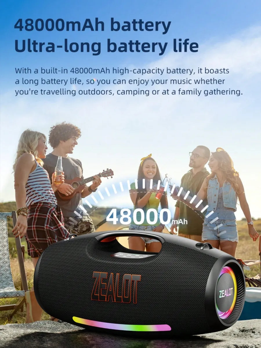 Portable Speakers, Massive Bass Party Boombox IPX7 Waterproof Speaker - Large