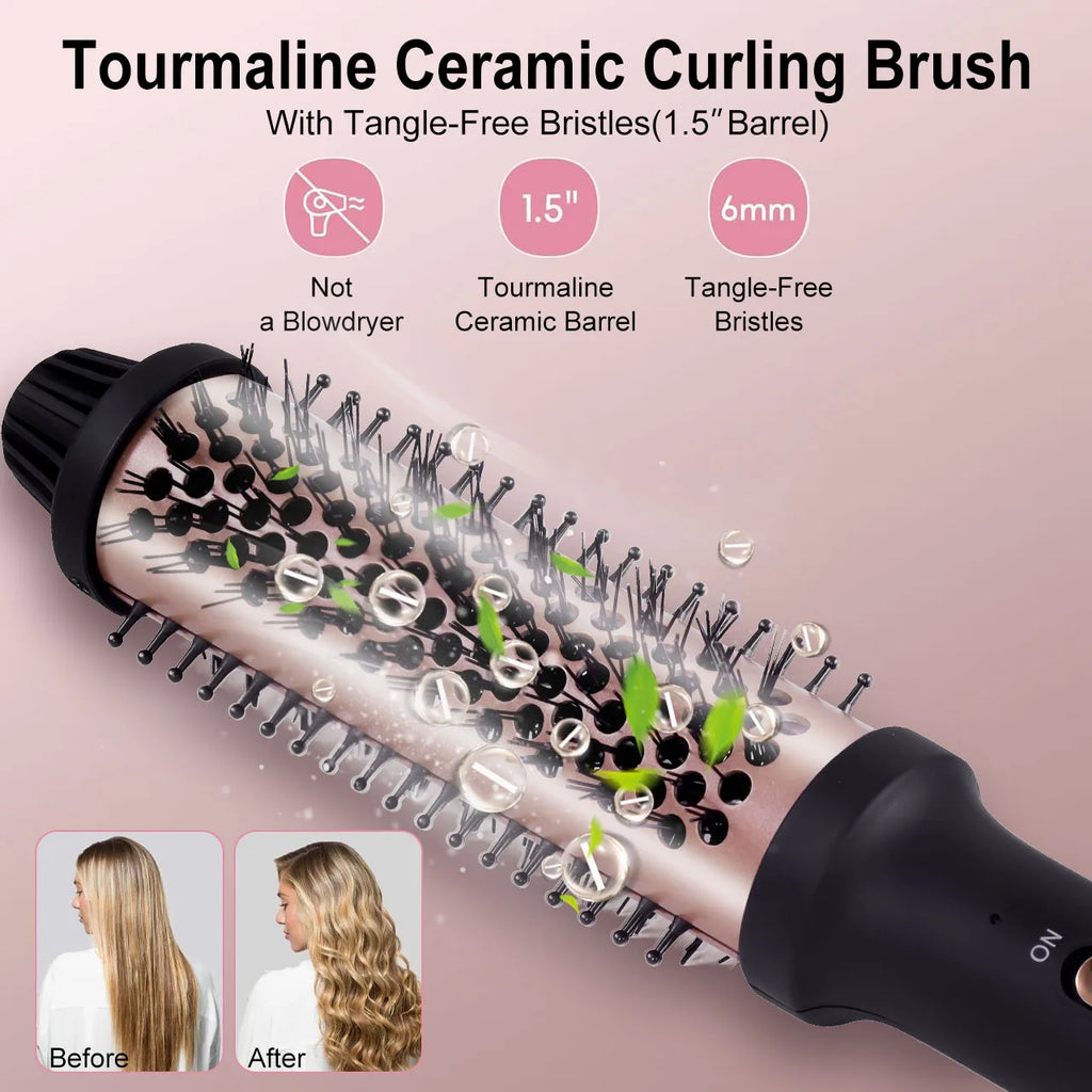 ハッテカー 家庭用 電気カーリングコーム ロングヘア ショートヘア スタイリングブラシ 耐熱 ヘアスタイリングツール インナーバックルカール