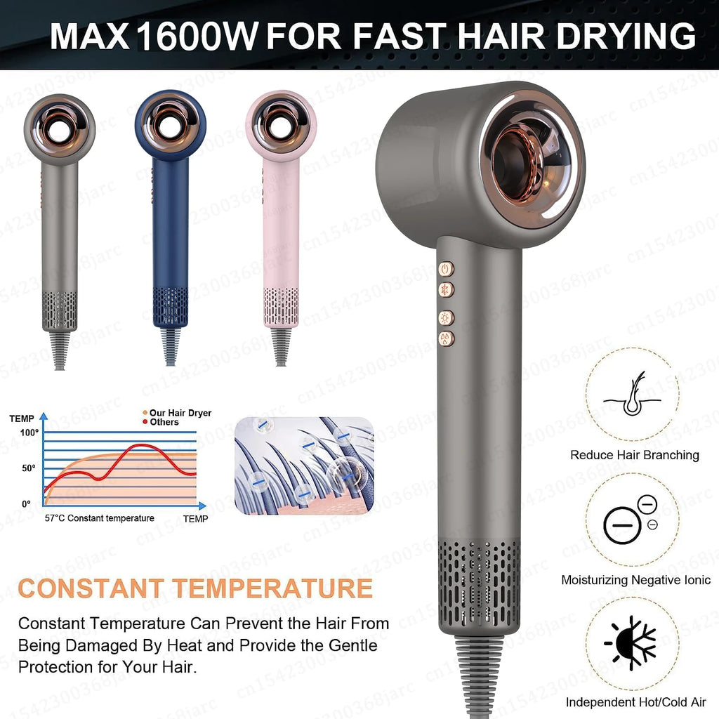 スーパーヘアドライヤー 220V 葉のないヘアドライヤーパーソナルヘアケアスタイリングマイナスイオンツール定アニオン電気ヘアドライヤー