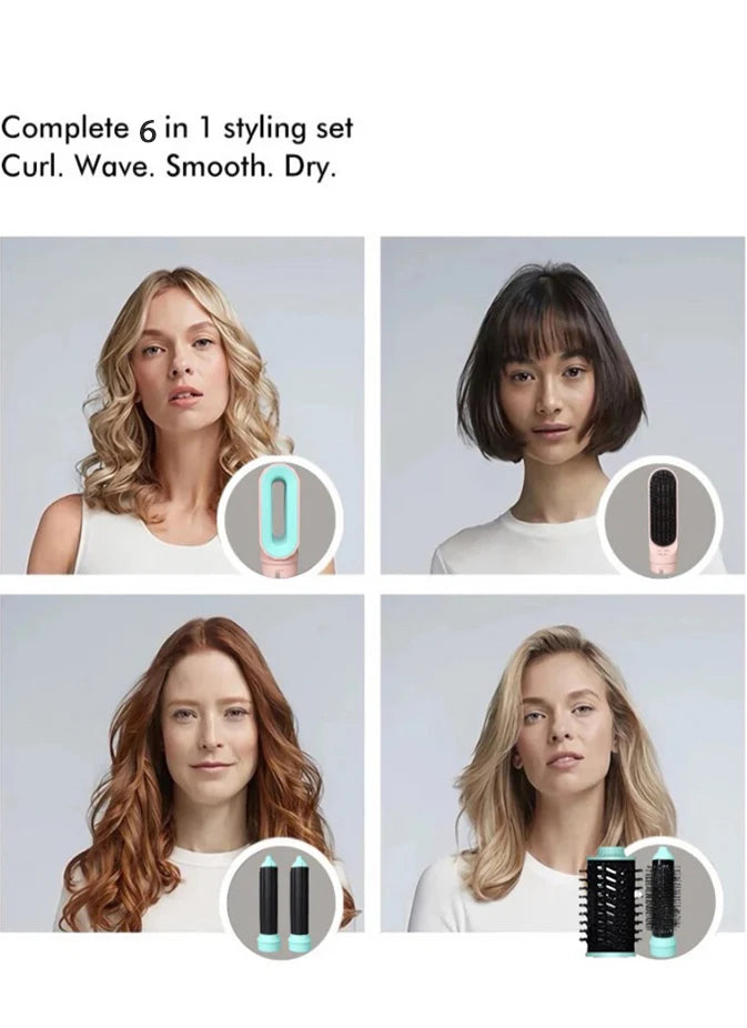 マルチスタイラー 6 in 1 ヘアスタイリングツール エアラップ ホットコーム ファストヘアドライヤー カール ストレートブラシ マルチヘアスタイラー 6 in 1 セット