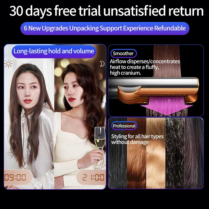 2-in-1 ヘアドライヤーとストレートアイロンのデュアルヒートマイナスイオンヘアスタイラー、速乾性とストレートニングを実現、旅行や家庭での使用に最適